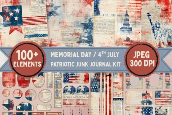 Download Vintage Patriotic Junk Journal Kit - Premium Resources
